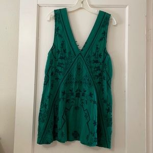 Free People mini dress, XS, green and blue